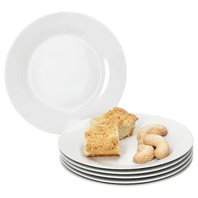 Afbeelding van MamboCat Tommy Set van 6 taartborden ontbijtborden wit porselein voor personen kleine borden salade, dessert en andere chique servies de