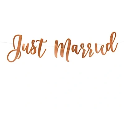 Afbeelding van Letterslinger Just Married rose goud 20x77cm