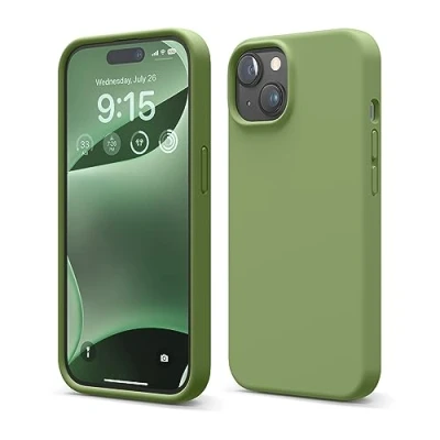 Afbeelding van elago Liquid Silicone Case Compatibel met iPhone 15, Siliconen van hoge kwaliteit, integraal beschermend omhulsel [4 laags schokbestendige structuur], zachte anti kras microvezel voering (Cedar Green)