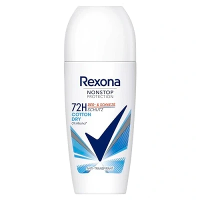 Image de Rexona Nonstop protection Déodorant roll On Cotton Dry anti transpirant avec 72 heures de contre la transpiration et les odeurs corporelles 50 ml