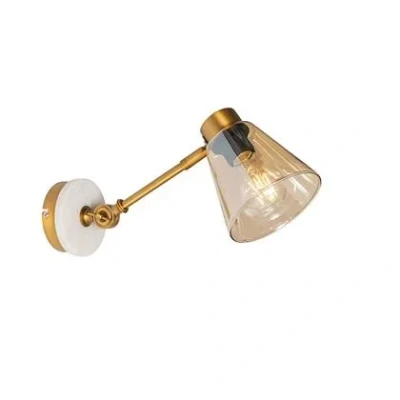 Afbeelding van QAZQA Art Deco wandlamp brons met marmer en amber glas Nina