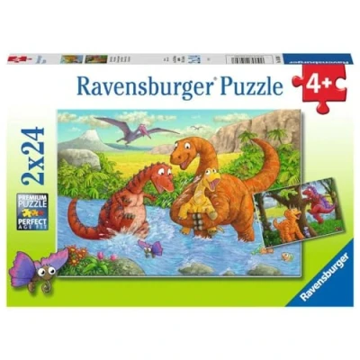 Image de Puzzle Ravensburger Dinosaures La Rau, 2x24 pièces