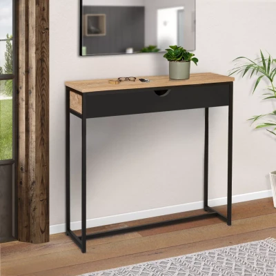 Image de Console 1 tiroir noir BOSTON design industriel