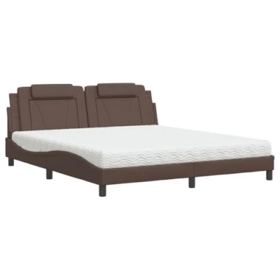 Image de vidaXL Lit avec matelas marron 180x200 cm similicuir