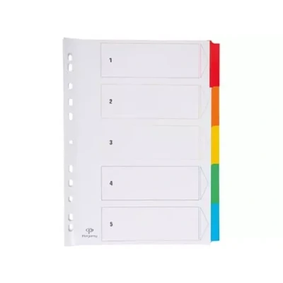 Afbeelding van Pergamy Tabbladen Met Indexblad, Ft A4, 11 gaatsperforatie, Geassorteerde Kleuren, 5 Tabs