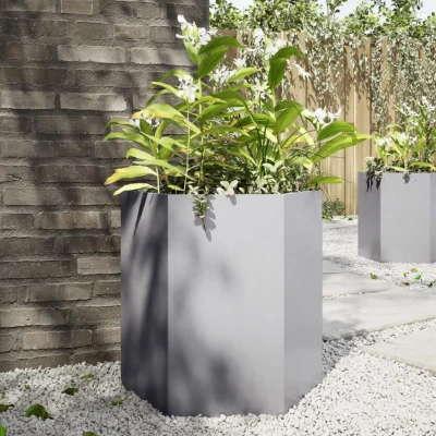 Afbeelding van vidaXL Plantenbak zeshoek 46x40x45 cm gegalvaniseerd staal