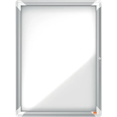 Afbeelding van Nobo Premium Plus Afsluitbare Glazen Binnenvitrine Magnetisch voor 4xA4 Formaat met Zijslot Grijs/Wit