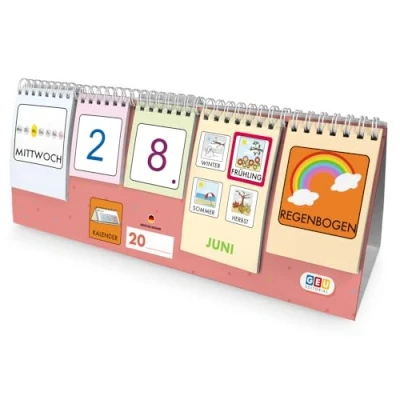 Afbeelding van Bureaukalender voor kinderen Altijd met combineerbare pictogrammen en tabbladen Leer dagen, maanden, jaren, seizoenen weer (Duits)