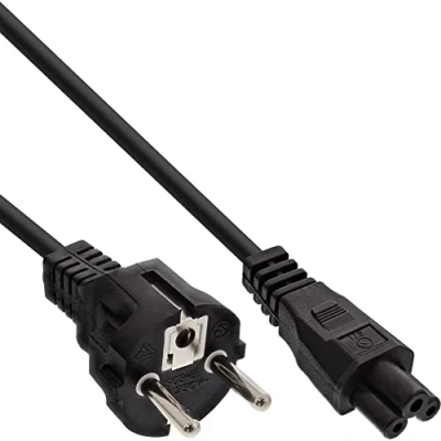 Afbeelding van C5 (recht) CEE 7/7 stroomkabel 3x 0,75mm / zwart 1 meter