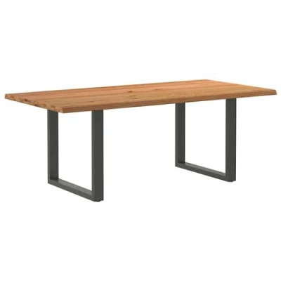 Image de vidaXL Table à manger marron clair bois de chêne massif rectangulaire3304511