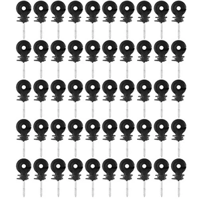 Afbeelding van 50 stuks zwarte elektrische inschroef ring isolatoren hek ringisolatoren schrikdraad accessoires wilgenring houten post isolator voor