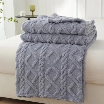 Afbeelding van Mezzar Zachte fleecedeken voor tweepersoonsbed, zetel, warm en comfortabel bed (blauwgrijs, 150 x 200 cm)