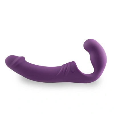 Afbeelding van Strapless Strap On Vibrator Paars Levensecht Gevoel