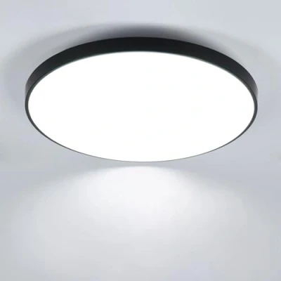 Afbeelding van Comely Lampada da Soffitto led rotonde, IP44 waterdicht, 24 W, 6500 K, freddo, zwart, CRI 80, plafondlamp piatta voor bagage, cucina, balkon, gang, letto camera, 27 x 4 cm