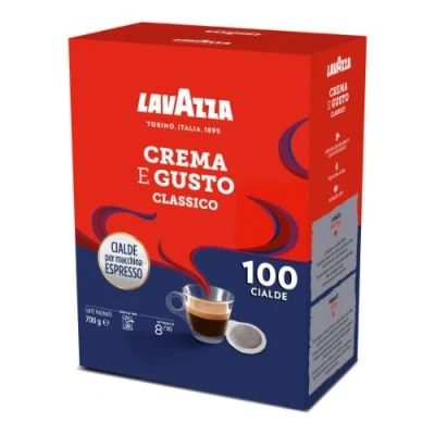 Afbeelding van Lavazza, Crema e Gusto Classico, koffie voor espressomachines, Arabica en Robusta met noten van hout tabak, intensiteit 8/10, zachte roostering, 100 pads
