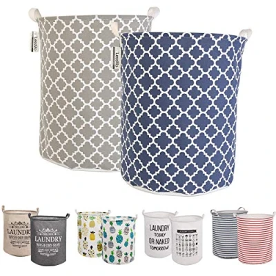 Afbeelding van LessMo 2 stuks 45 cm wasmand sorteerder, opvouwbaar, set van wasverzamelaars bespaart tijd bij het sorteren, waszak, wasmanden, wasmand, x 35 (blauw/grijs, verdikt cm, M)
