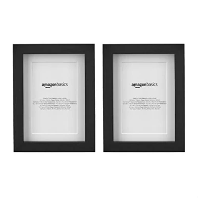 Afbeelding van Amazon Basics Set van 2 rechthoekige fotolijsten met mat, 13 x 18 cm, mat zwart, 10 15 cm