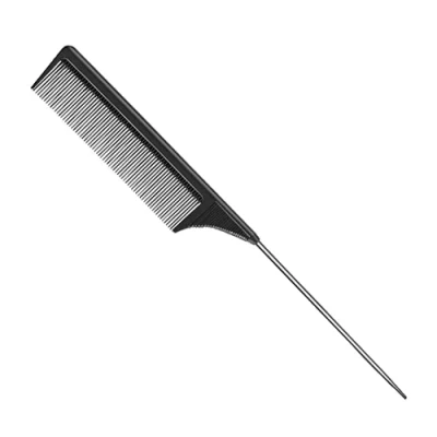 Image de Peigne de Queue Rat, Coupe Cheveux Fibre Carbone Peigne, Coiffure Antistatique Résistant, Acier Inoxydable, Pour Les et Avec DifféRents Types