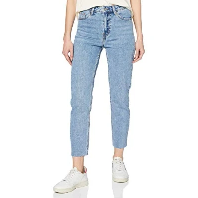 Afbeelding van ONLY Onlemily RAW MAE Straight leg jeans, Dames, Maat: 26x32, Light blue denim