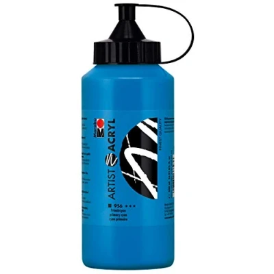 Afbeelding van Marabu Artist acryl primaircyaan 500 ml kunstenaarskwaliteit acrylverf op waterbasis, pastelconsistentie, hoge pigmentatie, zeer goede glans en dekking, eenheidsmaat 12200075956