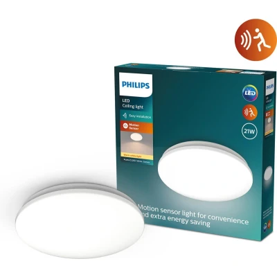 Afbeelding van Philips Acuna plafondlamp 21W Warmwit licht Ingebouwde bewegingssensor