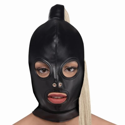Afbeelding van Ponytail Bondage Hood Zwart