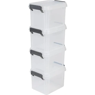Afbeelding van Iris Ohyama, MBX 2 Lot van 4Opbergdozen, liter, met kliksluiting, stapelbaar, kantoor, slaapkamer, garage, multibox, transparant