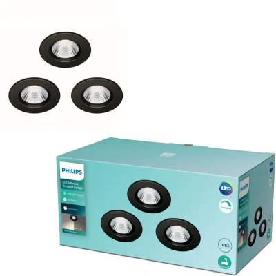Afbeelding van Philips Dive badkamer inbouwspot zwart 5 W 3 pack
