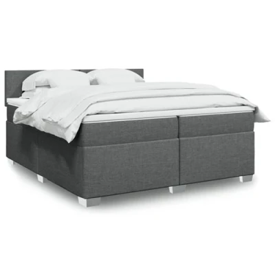 Image de vidaXL Sommier à lattes de lit avec matelas Gris foncé 200x200cm Tissu