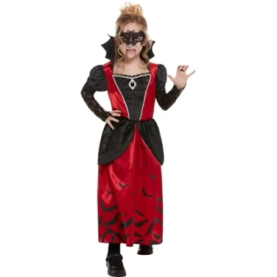 Afbeelding van SMIFFYS Gemaskerde gothic vampier outfit voor meisjes 116/128 (4 6 jaar) Kinderkostuums