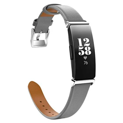Afbeelding van MoKo Bandje compatibel met Fitbit Inspire/Inspire HR/Inspire 2, vervangende horlogeband van kunstleer grijs