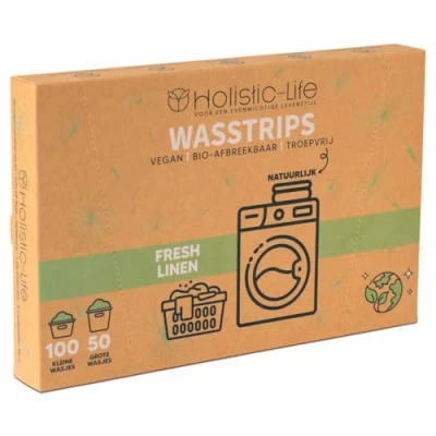 Afbeelding van Wasmiddeldoekjes Fresh Linen Wasstrips 100 Wasbeurten Incl. Wasverzachter Wasmiddel Wasdoekjes Vegan Zero Waste