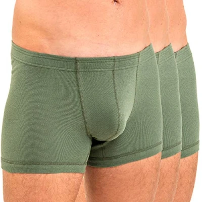 Afbeelding van HERMKO 3901 Set van 3 boxershorts voor heren, 100% biologisch katoen, Olijf
