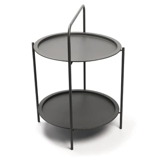 Afbeelding van Ambiance Bijzettafel 50 cm donker grijs 2 verdiepingen