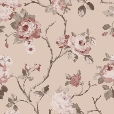 Afbeelding van ESTAhome behang vintage bloemen oudroze 139476 0.53 x 10.05 m