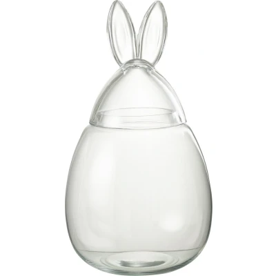 Afbeelding van J Line voorraadpot Konijn glas transparant large
