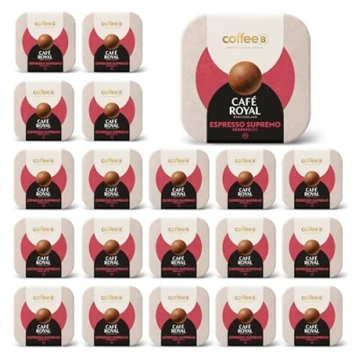 Image de 180 Coffee Balls Espresso Supremo Boules de Café haut gamme 100% compostables Spécialement conçues pour l&#039;utilisation la machine à CoffeeB by Royal