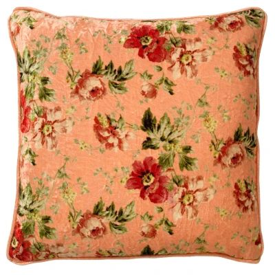 Afbeelding van Dutch Decor MEIS Sierkussen 45x45 cm velvet bloemen dusty pink roze rood streepjes