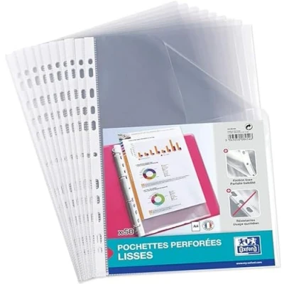 Afbeelding van Oxford 50 stuks 25261 hoezen van polypropyleen A4, glad, dikte 5/100, kleurloos
