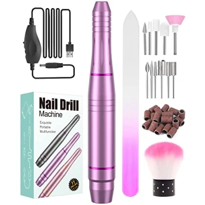 Image de Ponceuse pour ongles Professionnelle, 11 en 1 Lime a Ongle Electrique Silencieuse, Manucure machine 20000RPM Puissante et Portable Kit de Pédicure Salon Maison