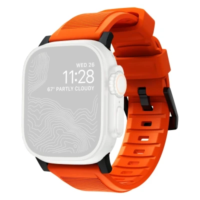 Afbeelding van Nomad Rugged Band geschikt voor Apple Watch 45/49 Black Ultra Orange