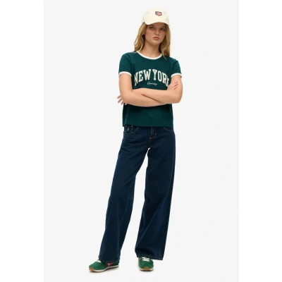 Afbeelding van Superdry Athletic Essential Ringer Tshirt print, Dames, Maat: 38, Dark pine green