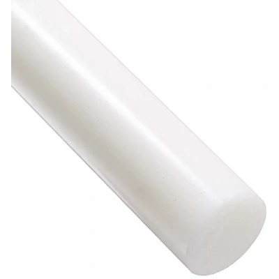 Afbeelding van Ronde staaf van polyethyleen met hoge dichtheid, doorschijnend wit, 80 mm diameter x 300 lang, PE 500