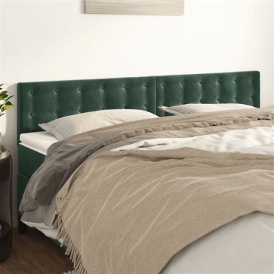 Afbeelding van Hoofdborden 2 st 100x5x78/88 cm fluweel donkergroen