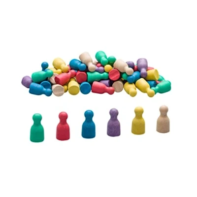 Afbeelding van Wissner® AKTIV lernen 60 pions/halma kegels in 6 kleuren (10 rood, groen, blauw, geel, paars, natuurlijke kleur) 24 x 12 mm RE Wood®