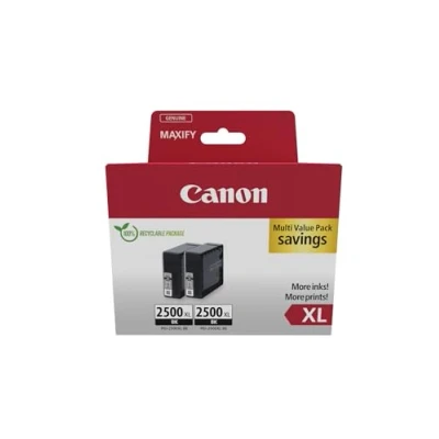 Image de Canon PGI 2500XL BK Twin Pack de 2 70.9 ml XL noir original réservoir d&#039;encre pour MAXIFY iB4050, iB4150, MB5150, MB5155, MB5350, MB5450