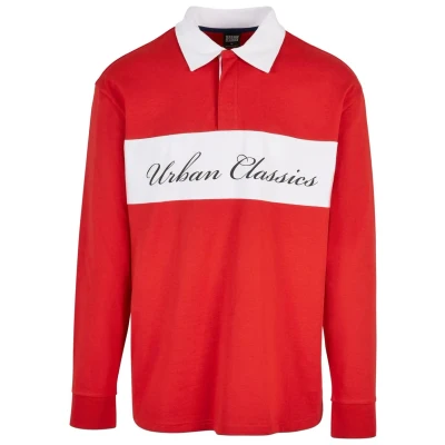 Afbeelding van Urban Classics Rugby Longsleeve Poloshirt, Heren, Maat: XL, Hugered