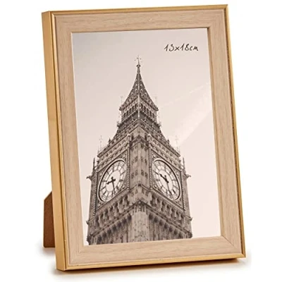 Afbeelding van Giftdecor Fotolijstje 13 X 18 Cm Hout Bruin/goud