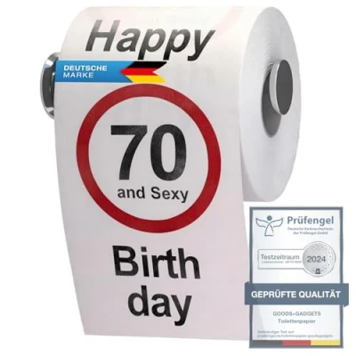 Afbeelding van GOODS+GADGETS Grappig toiletpapier 70e verjaardag decoratie