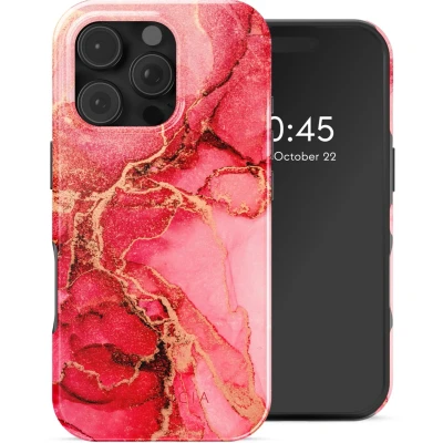 Afbeelding van Selencia Hoesje geschikt voor iPhone 16 Pro Vivid Backcover MagSafe Rosy Marble